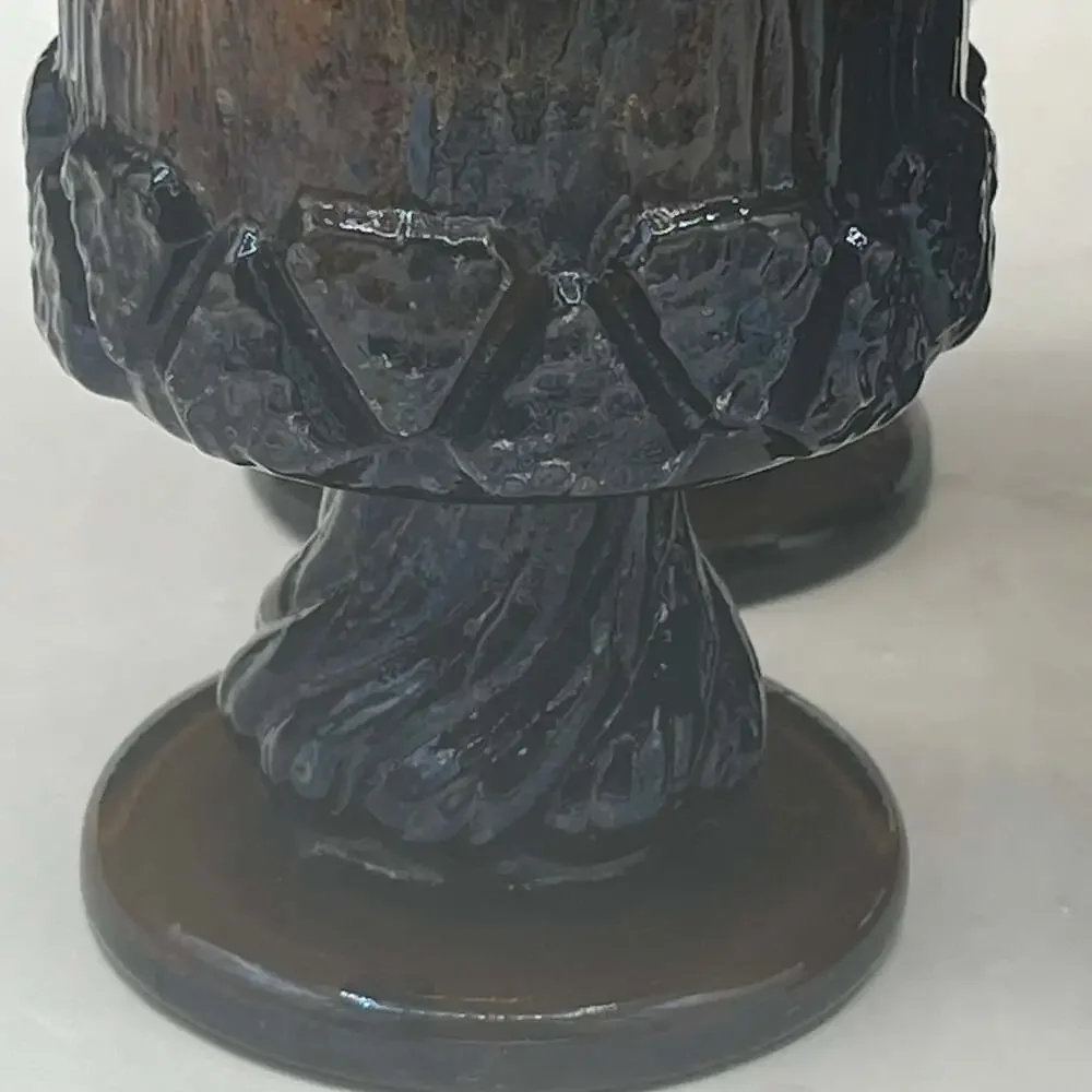 70's Fostoria SORRENTO BROWN Wood Bark Heavy Glass 6